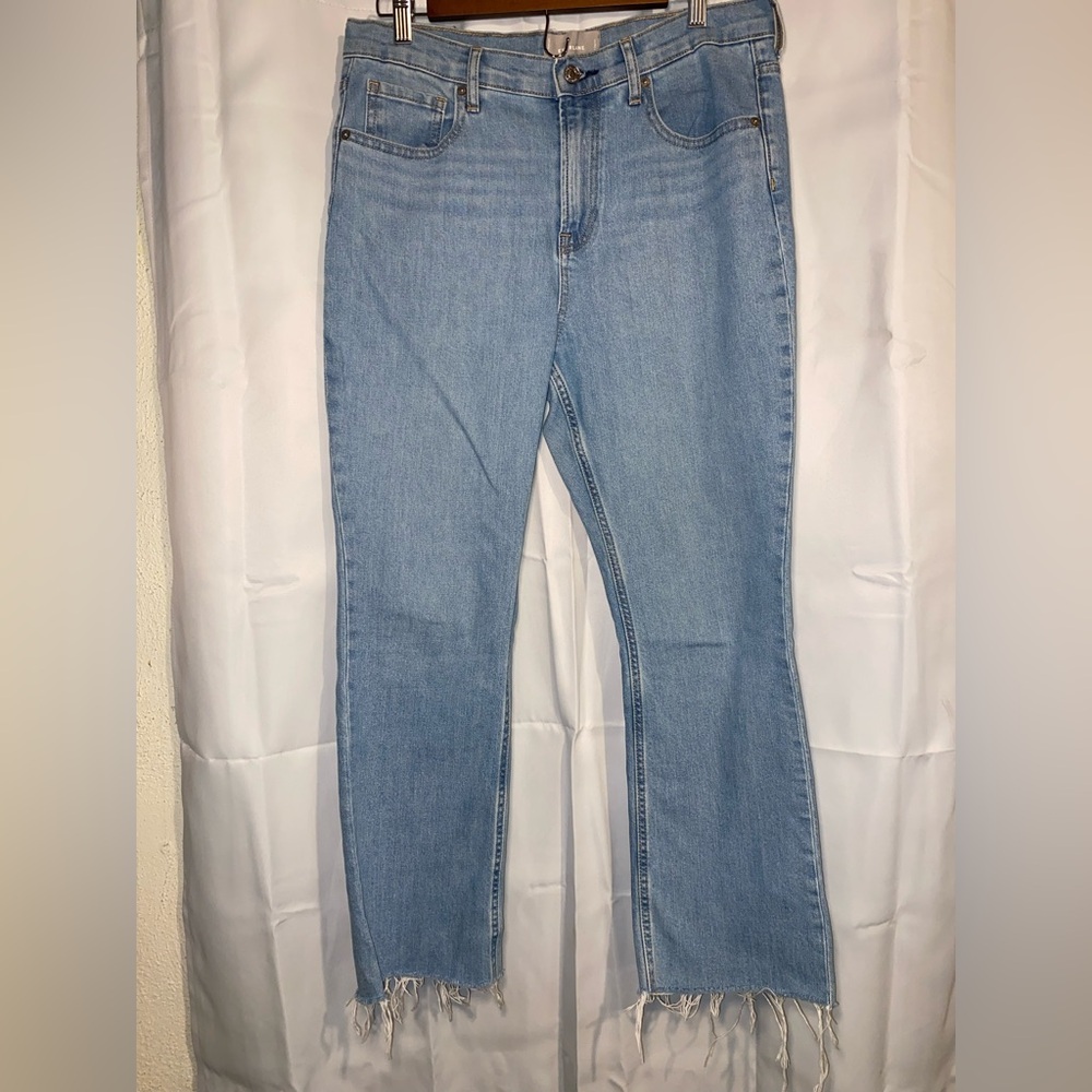 Everlane Light Blue The High-Rise Kick Crop 31 R Women’s Raw Hem EUC Denim Jeans